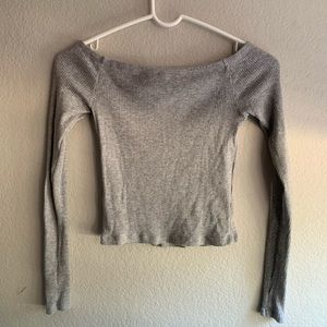 Gray off the shoulder crop top
